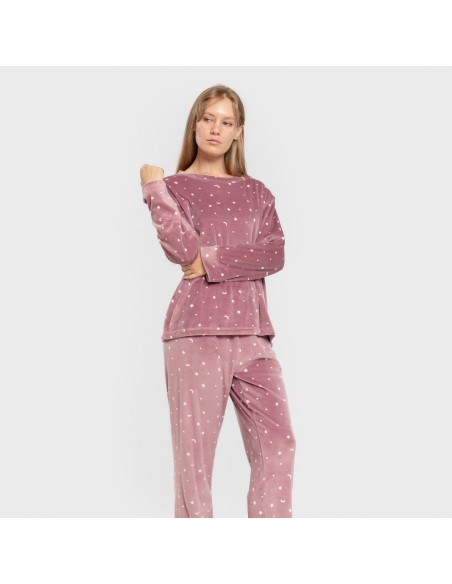 Pigiama velluto super soft Ambarina malva rosa Pigiama velluto super soft Ambarina malva rosa