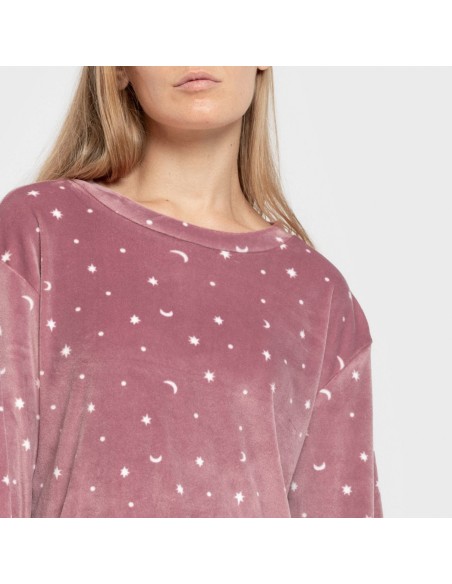 Pigiama velluto super soft Ambarina malva rosa Pigiama velluto super soft Ambarina malva rosa