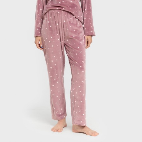 Pigiama velluto super soft Ambarina malva rosa