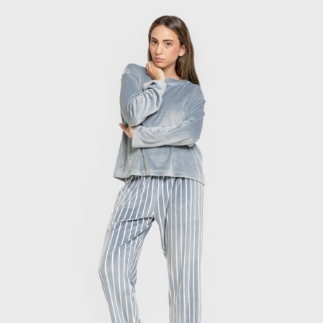 Pigiama velluto super soft Raya Astria indaco