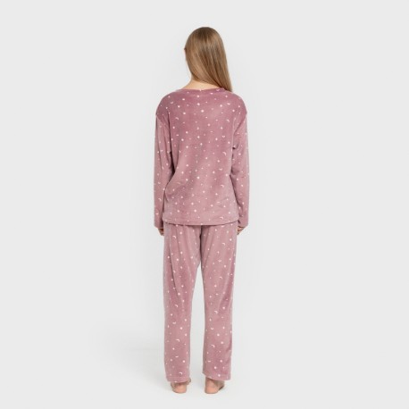 Pigiama velluto super soft Ambarina malva rosa