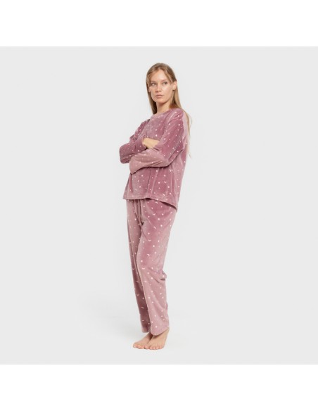 Pigiama velluto super soft Ambarina malva rosa Pigiama velluto super soft Ambarina malva rosa