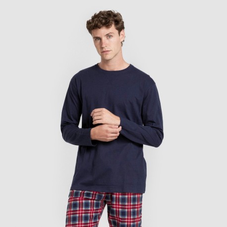 Pigiama uomo franella Cuadro Tuc  blu marino