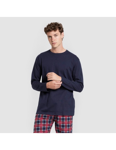 Pigiama uomo franella Cuadro Tuc  blu marino