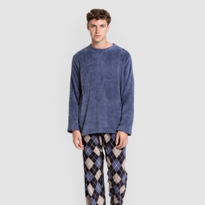 Pigiama pile coral uomo Cuadro Roldan azul 2