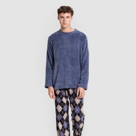 Pigiama pile coral uomo Cuadro Roldan azul