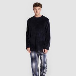 Pigiama pile coral uomo Raya Vinicius blu marino 2
