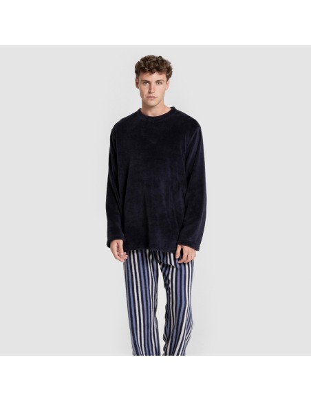 Pigiama pile coral uomo Raya Vinicius blu marino Pigiama pile coral uomo Raya Vinicius blu marino