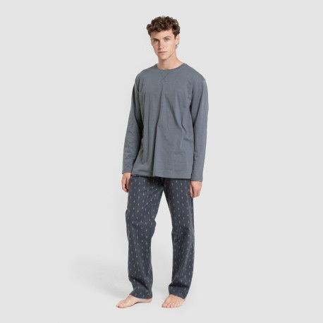 Pigiama uomo franella Pelayo verde azzurrato