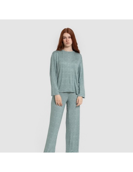 Pigiama lungo viscosa Virgo verde acqua