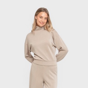 Felpa fluida con collo alto donna