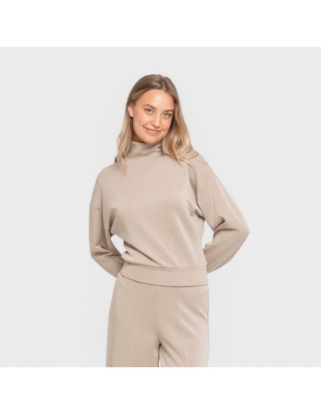 Felpa fluida con collo alto donna