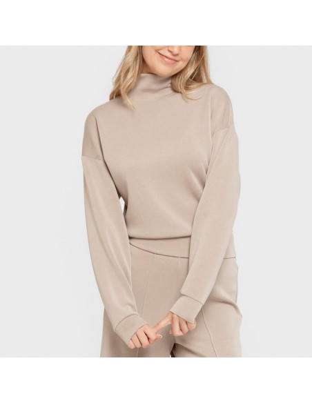 Felpa fluida con collo alto donna