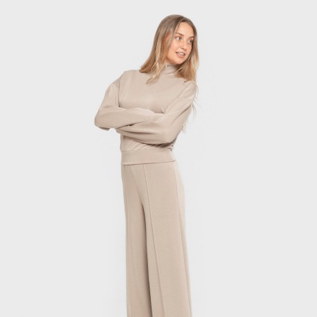 Felpa fluida con collo alto donna