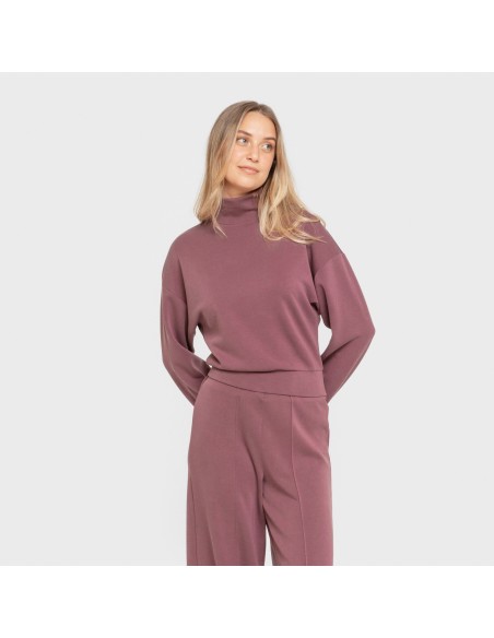 Felpa fluida con collo alto donna