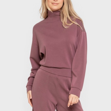 Felpa fluida con collo alto donna