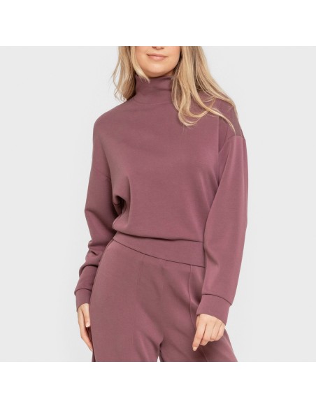 Felpa fluida con collo alto donna