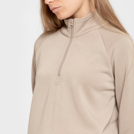 Felpa fluida da donna con mezza zip