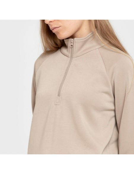 Felpa fluida da donna con mezza zip
