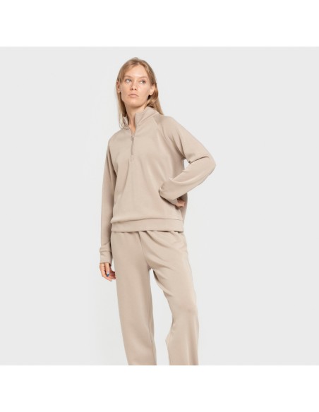 Felpa fluida da donna con mezza zip