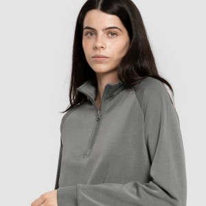 Felpa fluida da donna con mezza zip 2