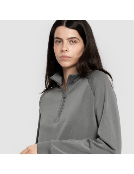 Felpa fluida da donna con mezza zip