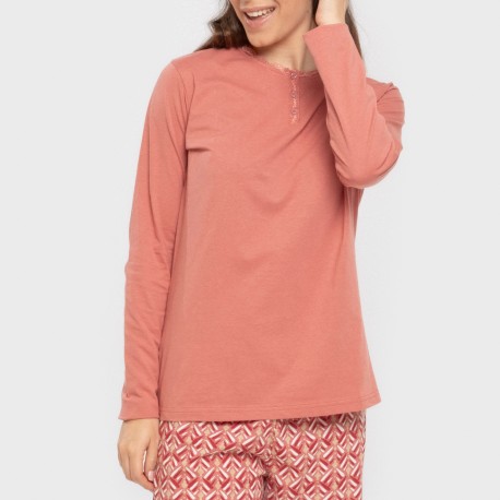 Pigiama lungo cotone Eurico marsala