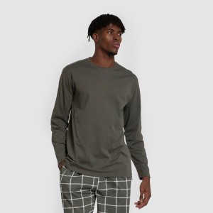Pigiama lungo uomo cotone Cuadro Andino verde militare