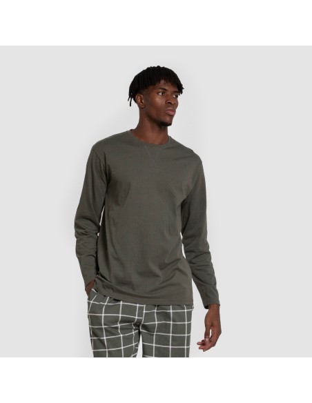 Pigiama lungo uomo cotone Cuadro Andino verde militare