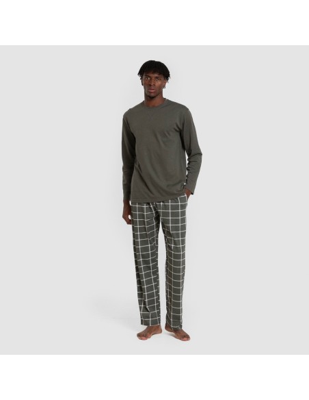 Pigiama lungo uomo cotone Cuadro Andino verde militare