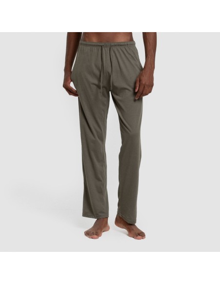 Pigiama lungo uomo con bottoni verde chiaro - verde scuro