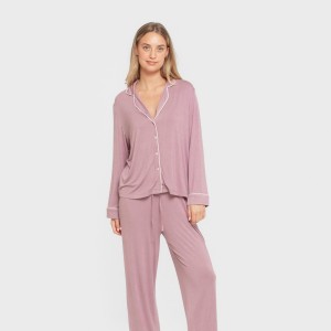 Pigiama lungo camicia viscosa maglia donna 2