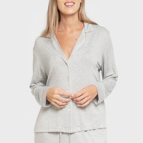Pigiama lungo camicia viscosa maglia donna