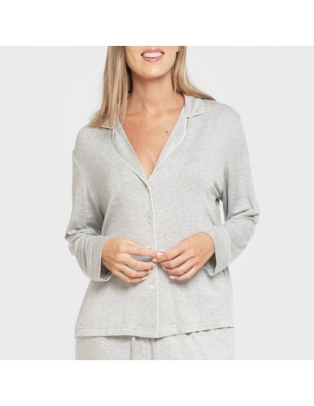Pigiama lungo camicia viscosa maglia donna