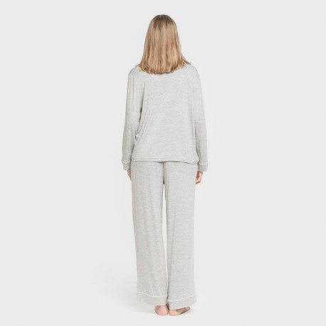 Pigiama lungo camicia viscosa maglia donna