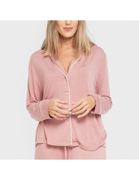 Pigiama lungo camicia viscosa maglia donna