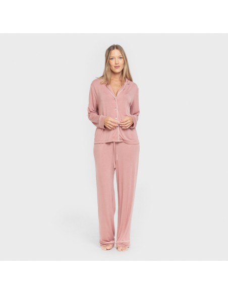 Pigiama lungo camicia viscosa maglia donna