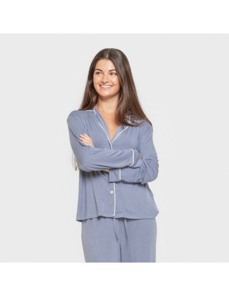 Pigiama lungo camicia viscosa maglia donna