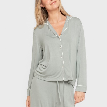 Pigiama lungo camicia viscosa maglia donna