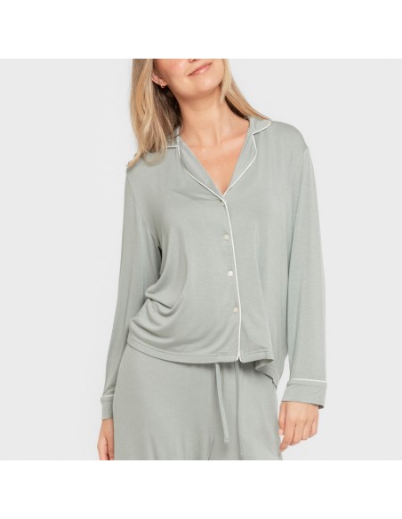 Pigiama lungo camicia viscosa maglia donna