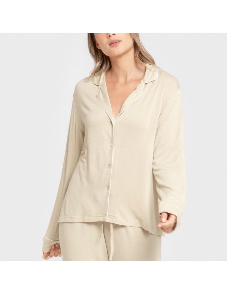 Pigiama lungo camicia viscosa maglia donna