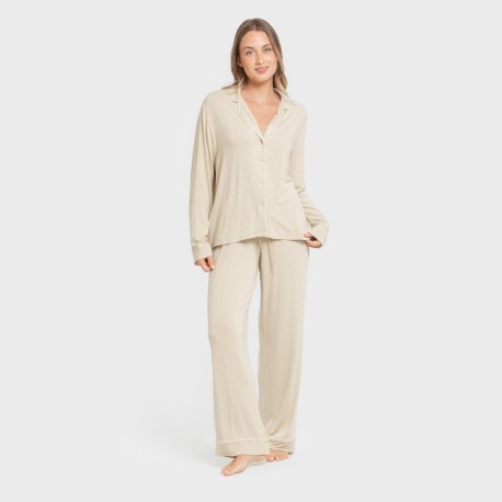 Pigiama lungo camicia viscosa maglia donna