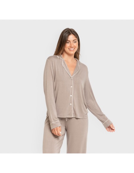 Pigiama lungo camicia viscosa maglia donna