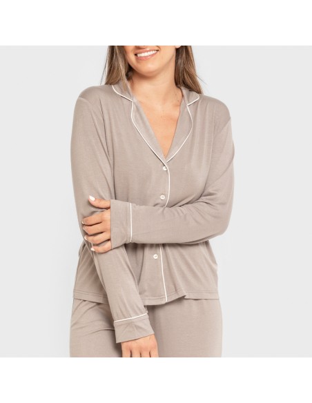 Pigiama lungo camicia viscosa maglia donna