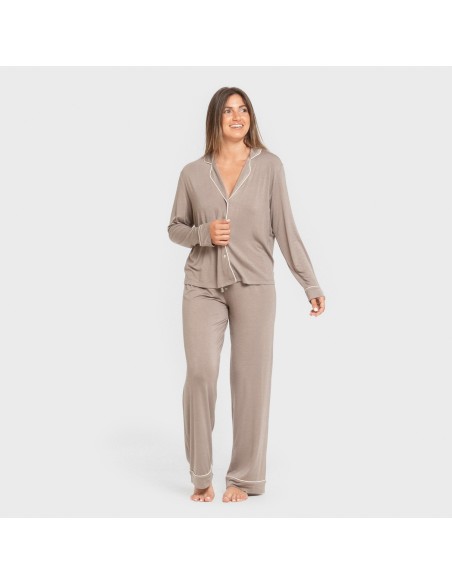 Pigiama lungo camicia viscosa maglia donna