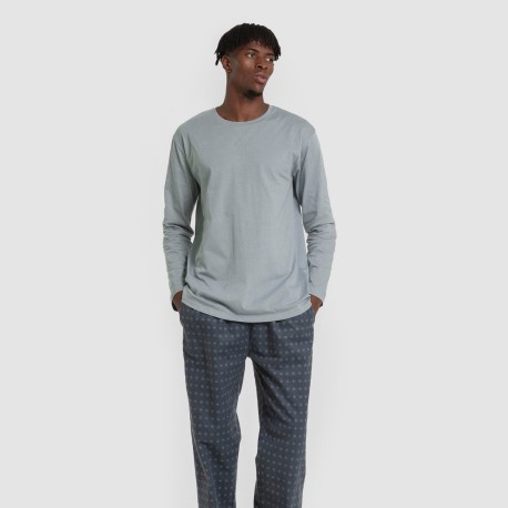 Pigiama uomo franella Loui verde azzurrato