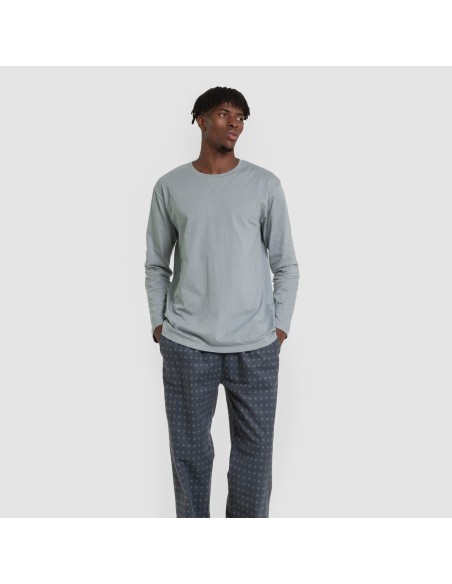 Pigiama uomo franella Loui verde azzurrato