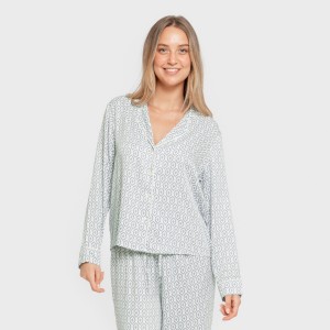 Pigiama lungo camicia viscosa donna Orquidea acqua marina