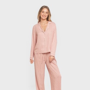 Pigiama lungo camicia viscosa donna Leonor marsala 2