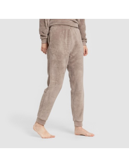 Pigiama coral polsini donna Hello Weekend marrone Pigiama coral polsini donna Hello Weekend marrone